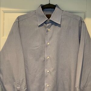 Calvin Klein Men's Shirt- Blue and White Check pattern-100% cotton- Size 15.5